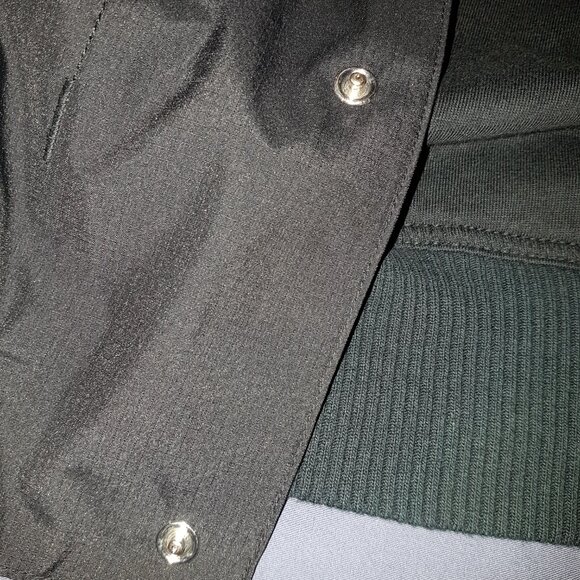 Jordan Letterman Button Up Varsity Hoodie 2 Tone Black Fleece + Poly Body XL - Picture 8 of 16